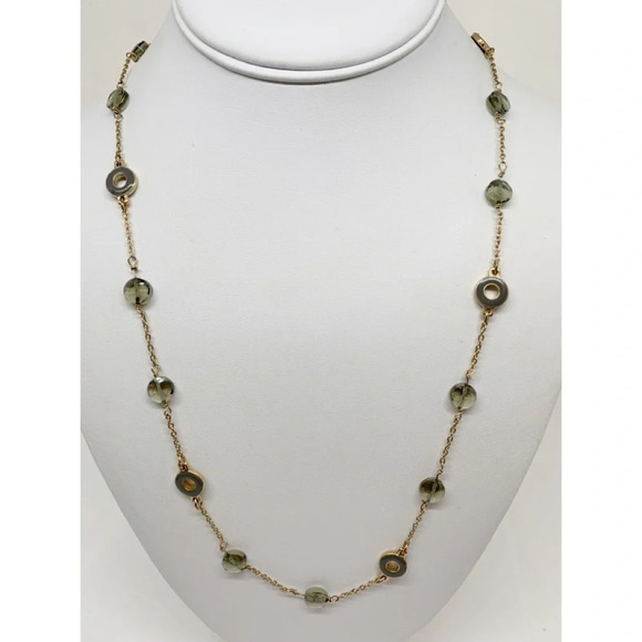 J. Crew Gray Disc & Crystal Necklace - Picture 1 of 2